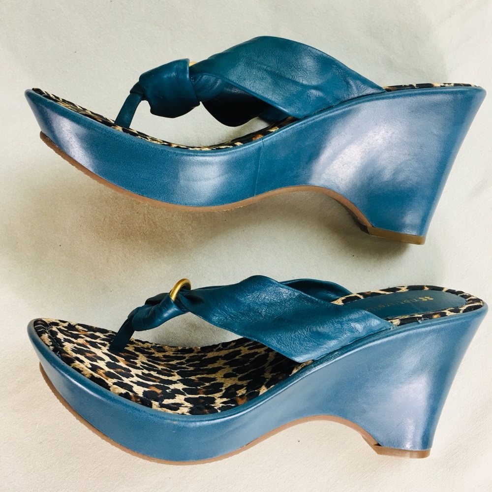 Naturalizer blue leather wedge platform sandals